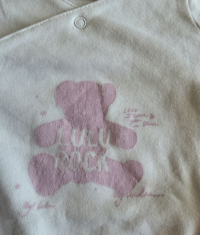 LuluCastagnette Lot Pyjama Bonnet Body Coton Blanc Violet Très bon état 3 mois - photo numéro 7