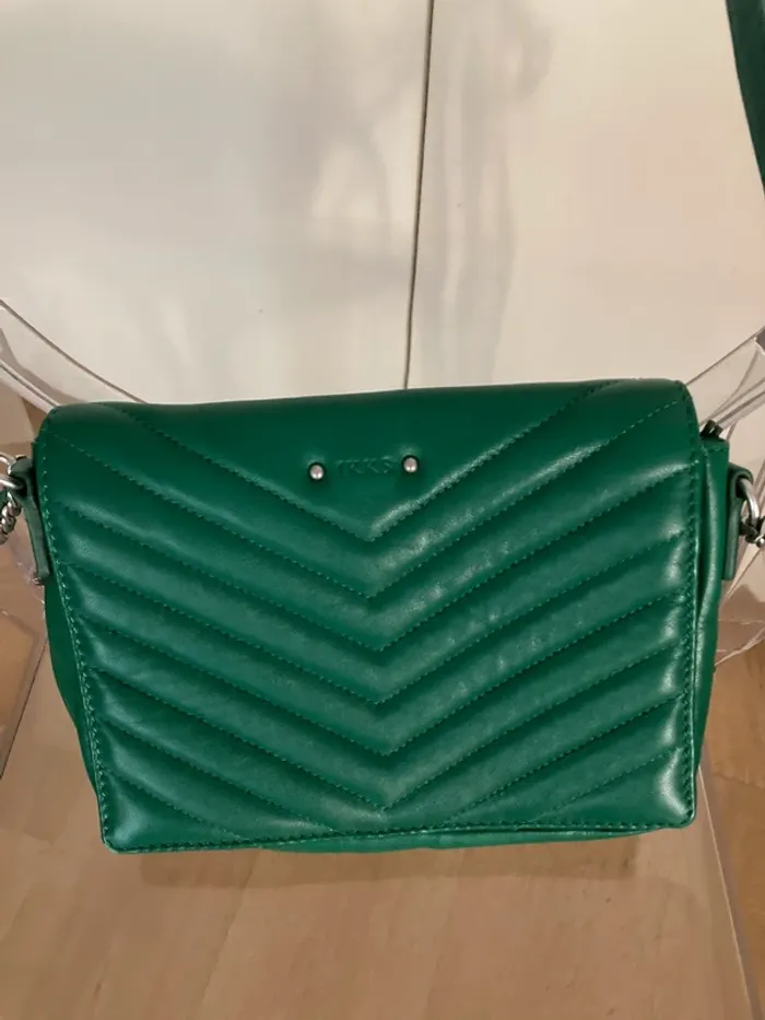 IKKS sac besace 1440 steward vert cuir neuf - photo numéro 2