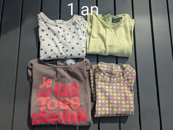 Lot 4 T shirts fille 12 mois/1 an