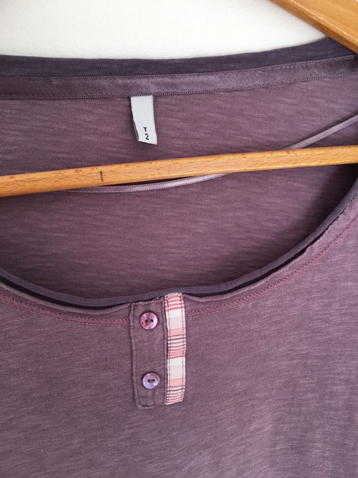 Petit haut à manches longues / tunisien mauve taille M vintage - photo numéro 3