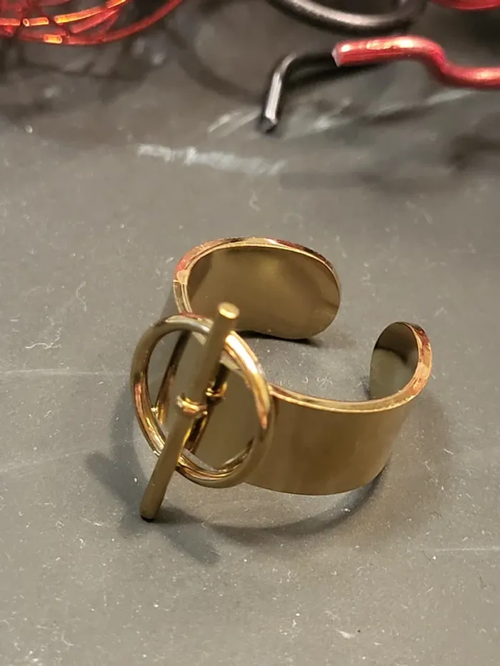 Bague ajustable acier inoxydable Hip-hop Dorée - photo numéro 5