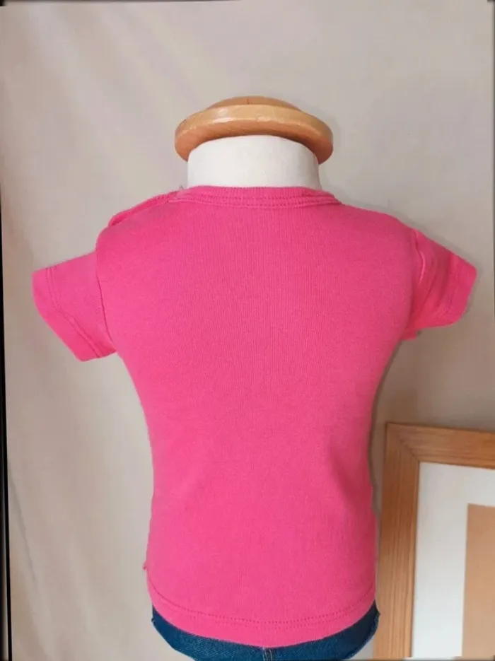 Tee-shirt manches courtes rose United Colors of Benetton fille 1 mois - photo numéro 3