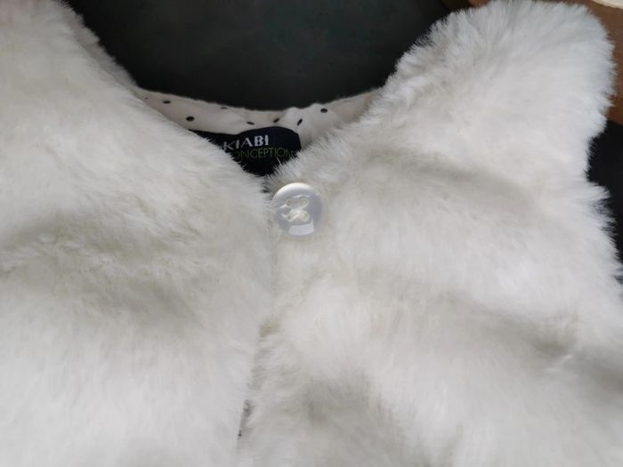 Gilet 👣 moumoute douce blanche, kiabi, 3mois - photo numéro 3