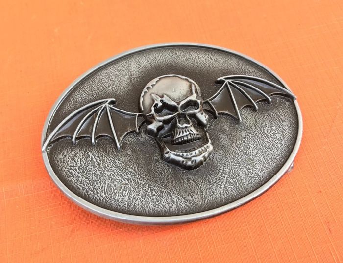 Boucle de ceinture Gothique  Tête de mort ailes de chauve-souris - photo numéro 2
