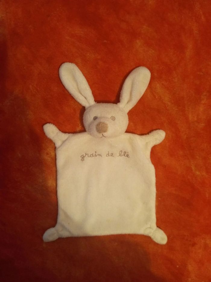 Doudou plat lapin beige grain de blé