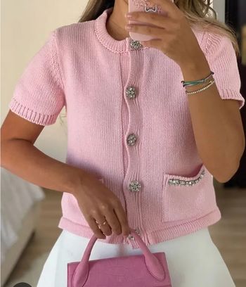 Magnifique cardigan rose pâle taille 38 Zara