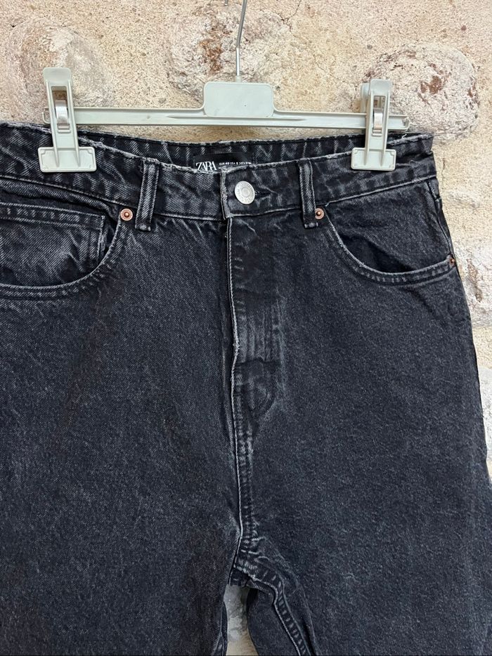 Zara - Jean noir délavé taille haute style boyfriend mom comme neuf - photo numéro 3