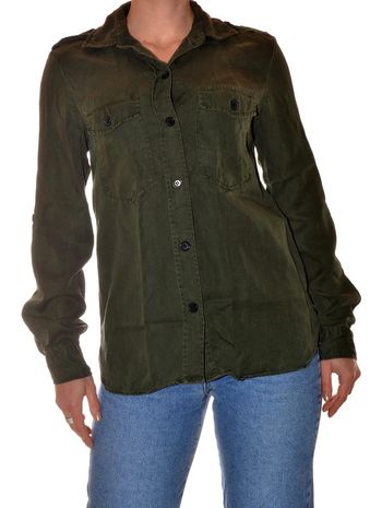 chemise manches longues verte foncé unie taille S