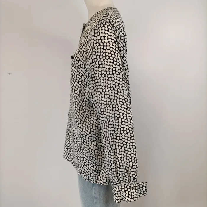 Blouse noir et blanc à carrés vintage old school Lenvol Paris made in france L/42 estimé A330 - photo numéro 3