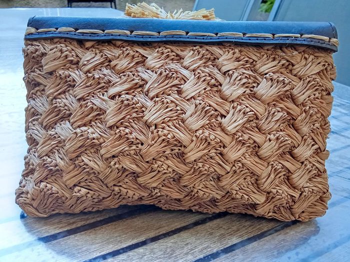 Pochette en raphia et cuir - photo numéro 2