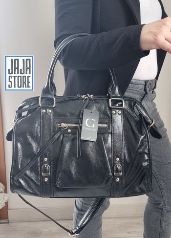 Grand sac à main noir brillant (cours, ville) idéal St Valentin 💖