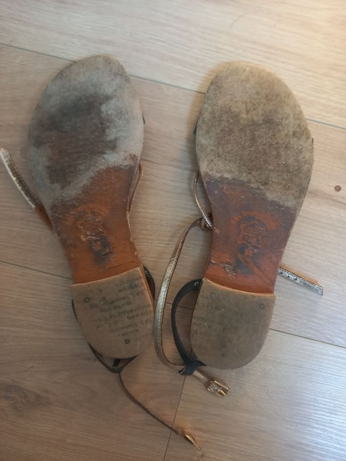 tropeziennes cuir noir doré - photo numéro 9