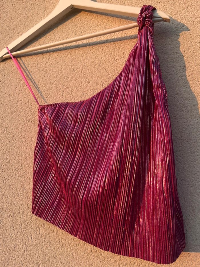 Haut asymétrique rose pailletée - photo numéro 6