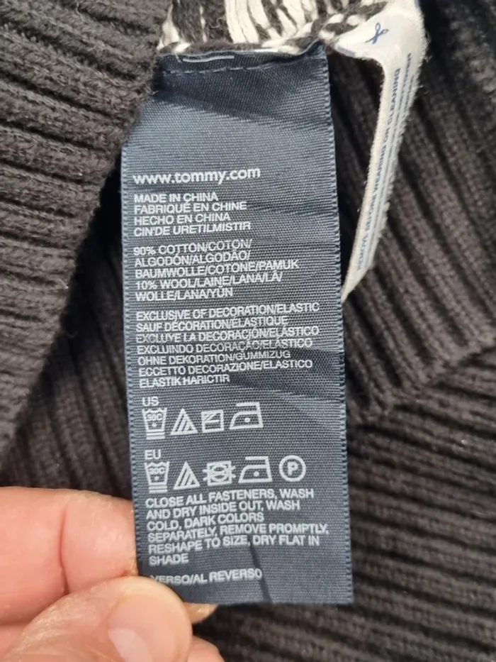 Veste zippée en maille jacquard Tommy Hilfiger – Noir & blanc – Taille XL Hommes (mesures en photos) - photo numéro 5