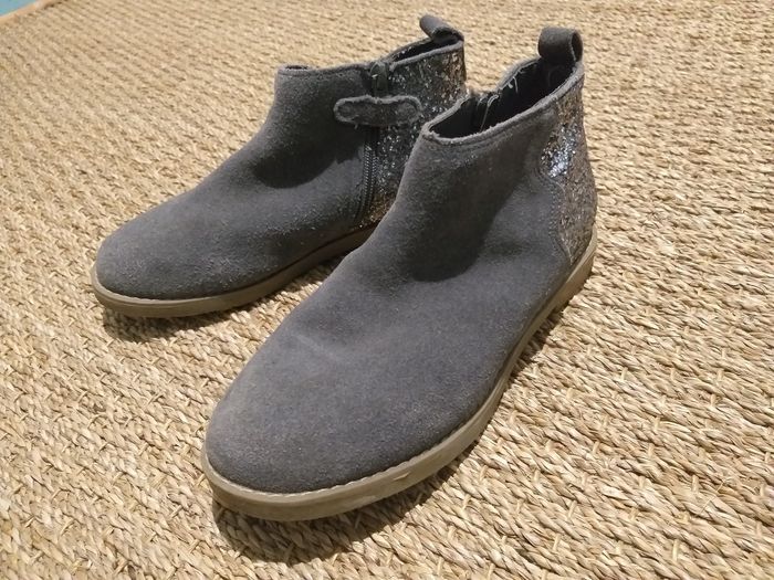 Bottines daim gris pailletées Okaidi 36