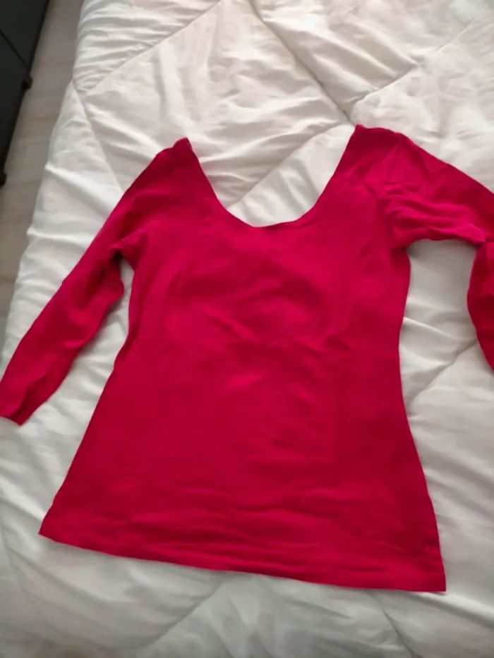 Tee shirt manches 3/4 fuschia