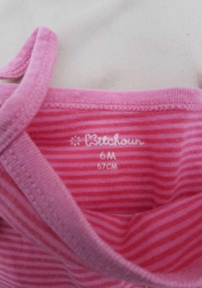 Lot de 3 bodies bretelles roses et blancs fille - Kitchoun - 6 mois - photo numéro 7