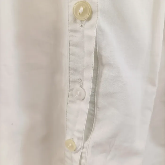 Chemise blanche manches courtes à plis nervurés BISS by Caroline, taille 38 vintage A821 - photo numéro 4