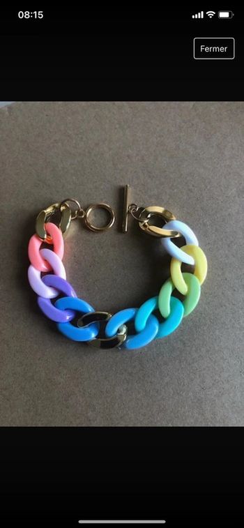 Bracelet grosses mailles arc-en-ciel