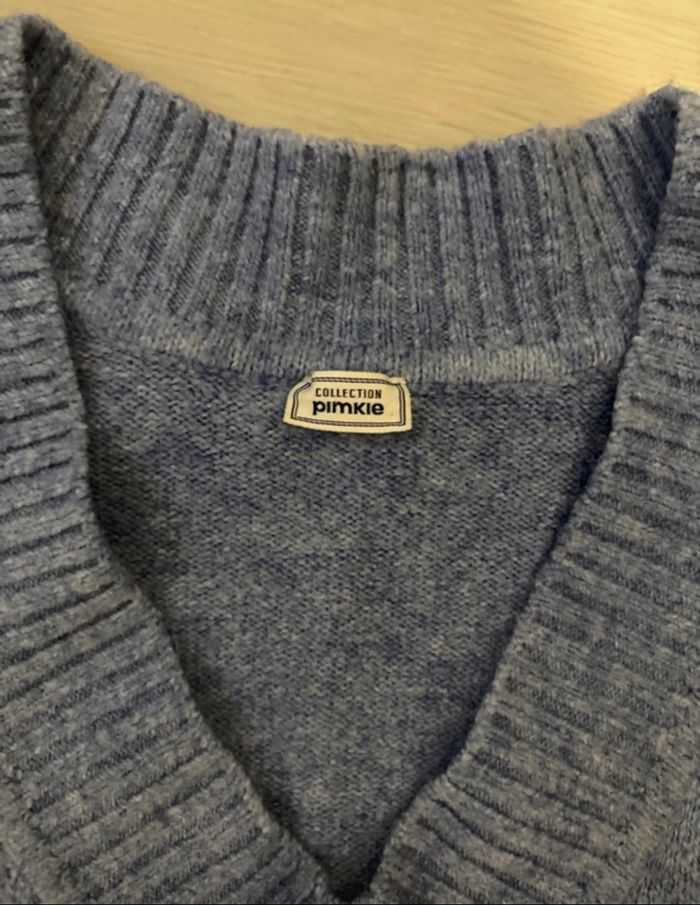 pull col V bleu - photo numéro 4