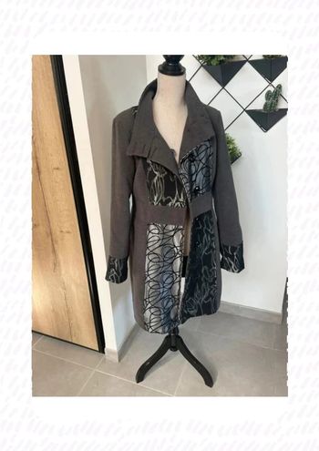 Manteau kwoman  noir et gris