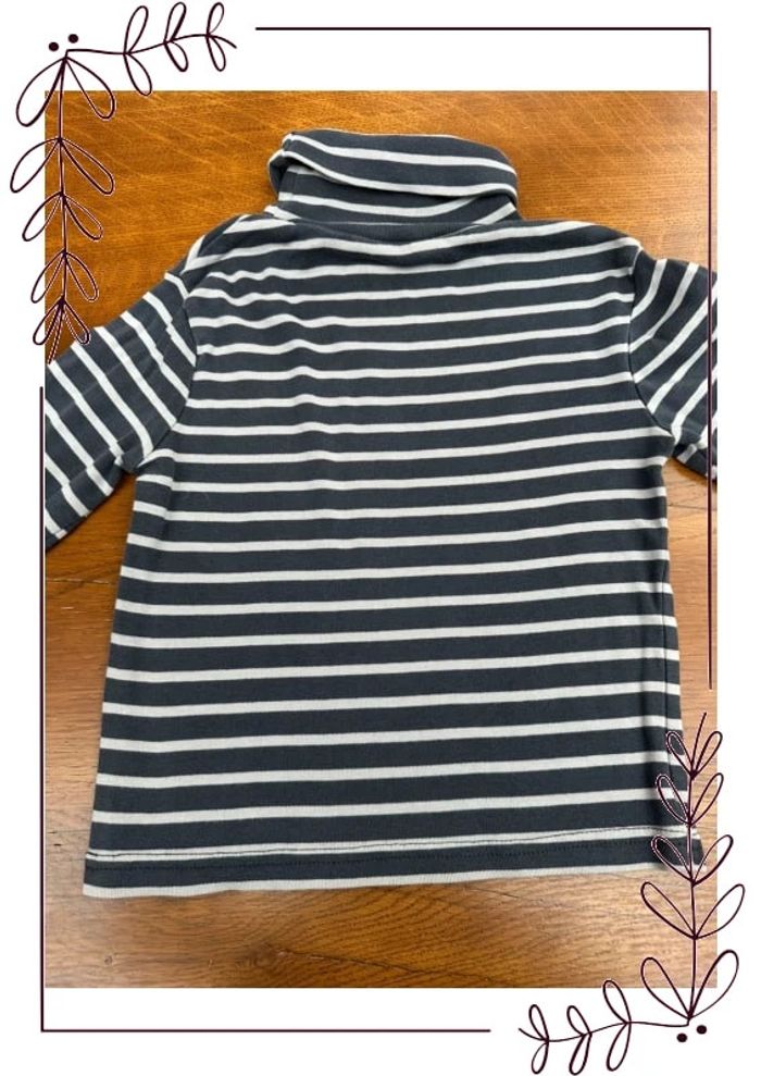 T-shirt manche longue col roulé Okaidi 5 ans rayé bleu marine et blanc - photo numéro 9