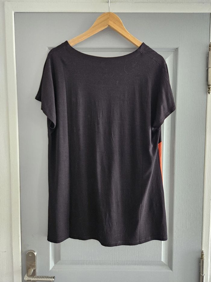 T-shirt tunique à manches courtes femme - Taille 6 (46 / XXXL) - Noir gris et orange - photo numéro 3