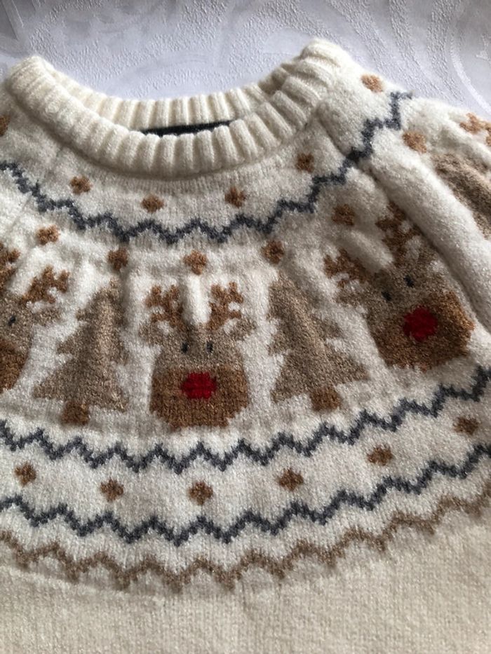 Pull chaud blanc neuf 2/3 mois 62cm. - photo numéro 2