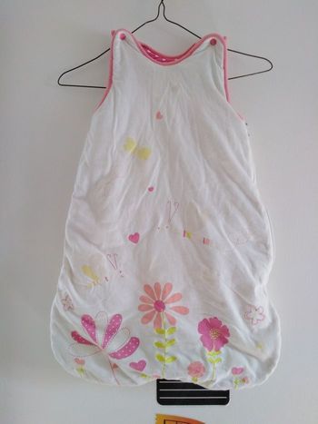 Turbulette, gigoteuse fille Tog 2 , mi saison, 60 cm , naissance à 6mois, réglable, blanc, rose, motifs, 