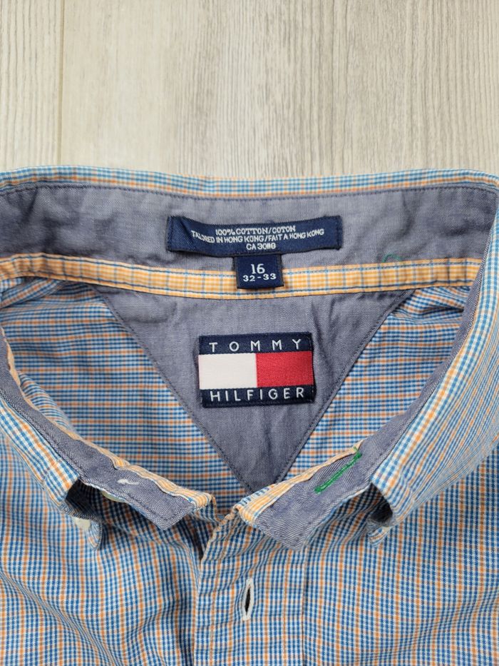 Chemise Tommy Hilfiger XL manches longues – carreaux bleu orange - photo numéro 3