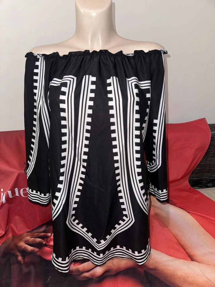 Robe bustier d’été noir et blanc femme T40