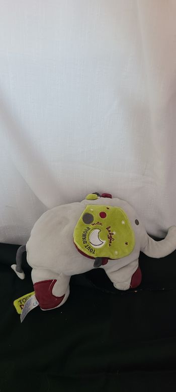 doudou elephant gris bordeaux vert mon babyfan tout d'amour et tout calin -
