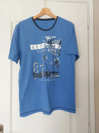 Tee-shirt bleu imprimé taille M