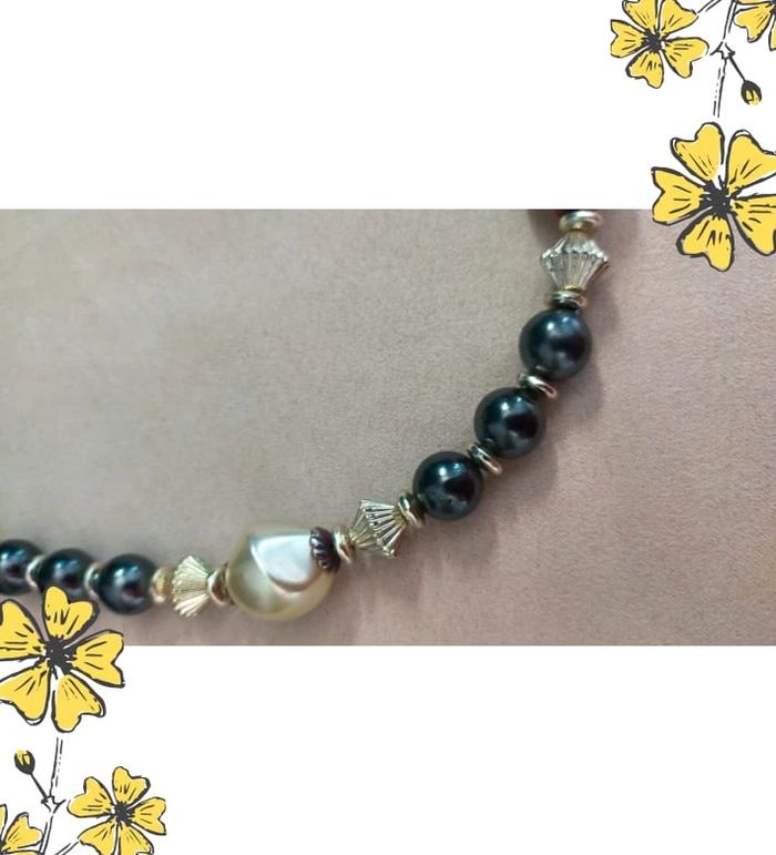 Collier vintage perles noires et nacrées – Élégance contrastée - photo numéro 4