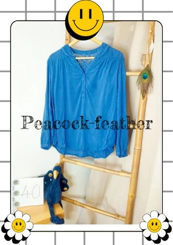 Blouse bleue dentelle 40