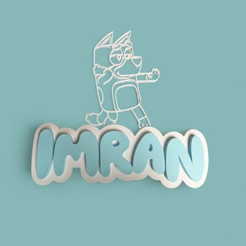 Décoration prénom style Bluey – Personnage Bluey inclus