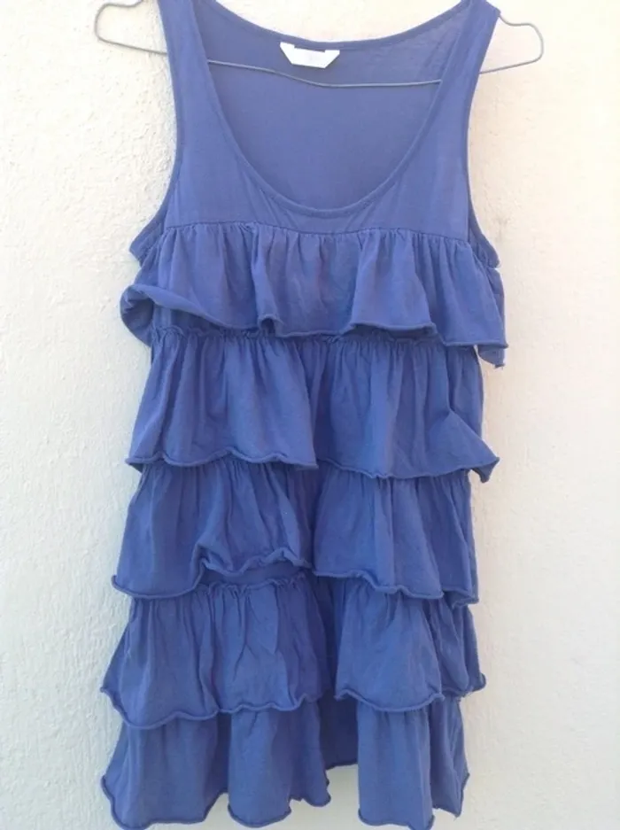 T shirt a frange bleu foncé - photo numéro 3