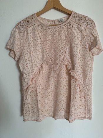 Teeshirt dentelle rose poudré