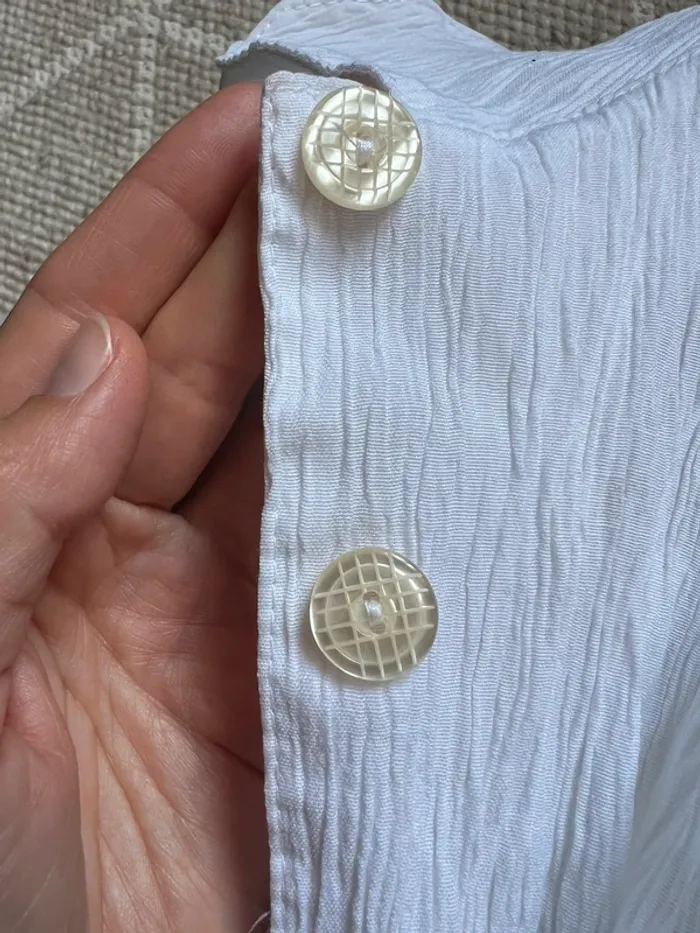 Chemise longue matière froissée Officecore Back to School vintage made in France 🇫🇷 90s - Taille S/M - photo numéro 6