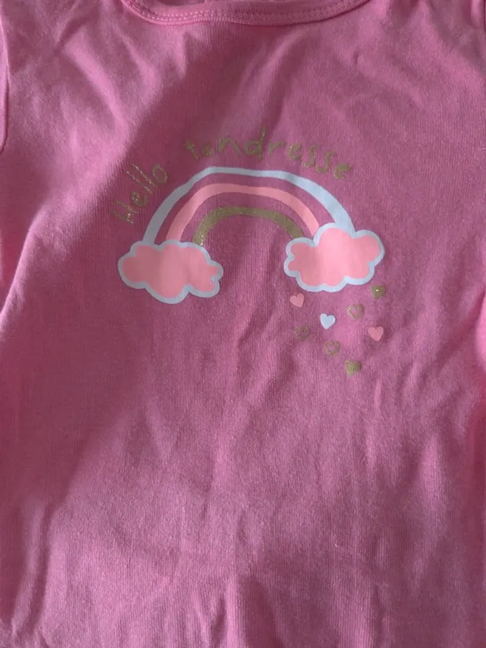 Pyjama rose coton arc en ciel 12 mois - photo numéro 2