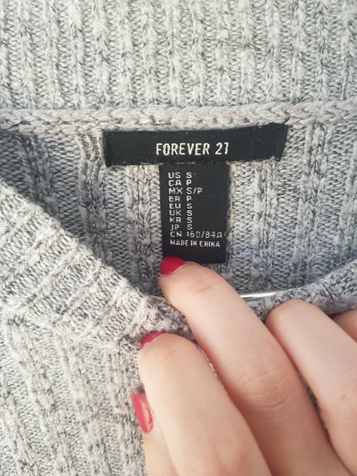 Pull tricot large hiver gris - photo numéro 2