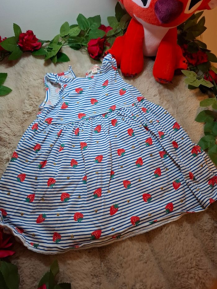 Robe à rayures bleu et blanc motif fraise - 18 mois - Du Pareil au Même - photo numéro 4