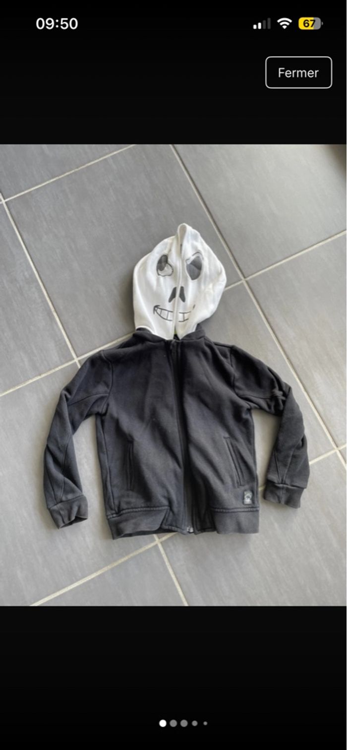 Gilet IKKS Blanc Noir garçon 8ans Neuf sweat pull