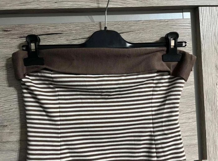 Robe bustier été Zara M 38 rayée marron blanc - photo numéro 2
