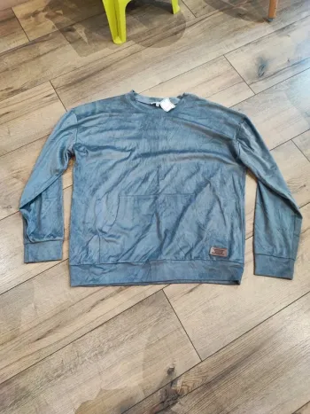 Pull gris "suédine" homme XL