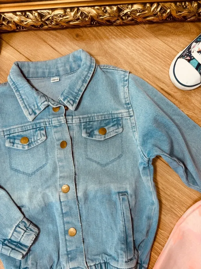 Taille 5-6 ans veste en jean et chèche fille bleue rose 🌺 - photo numéro 3