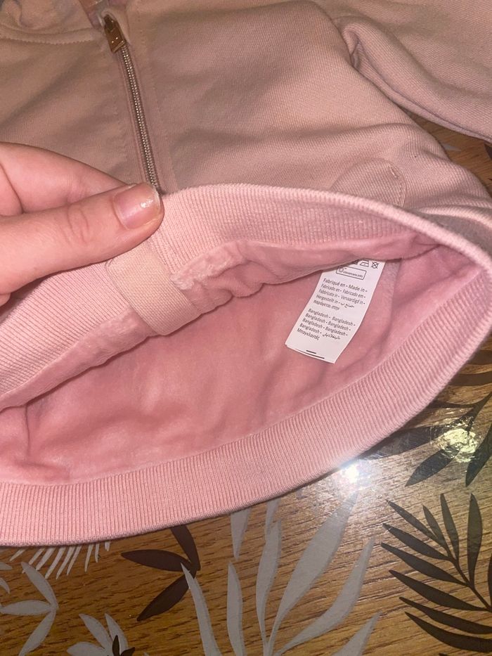 Gilet zippé à capuche molletonné rose avec cœurs orchestra bb 3 mois - photo numéro 4