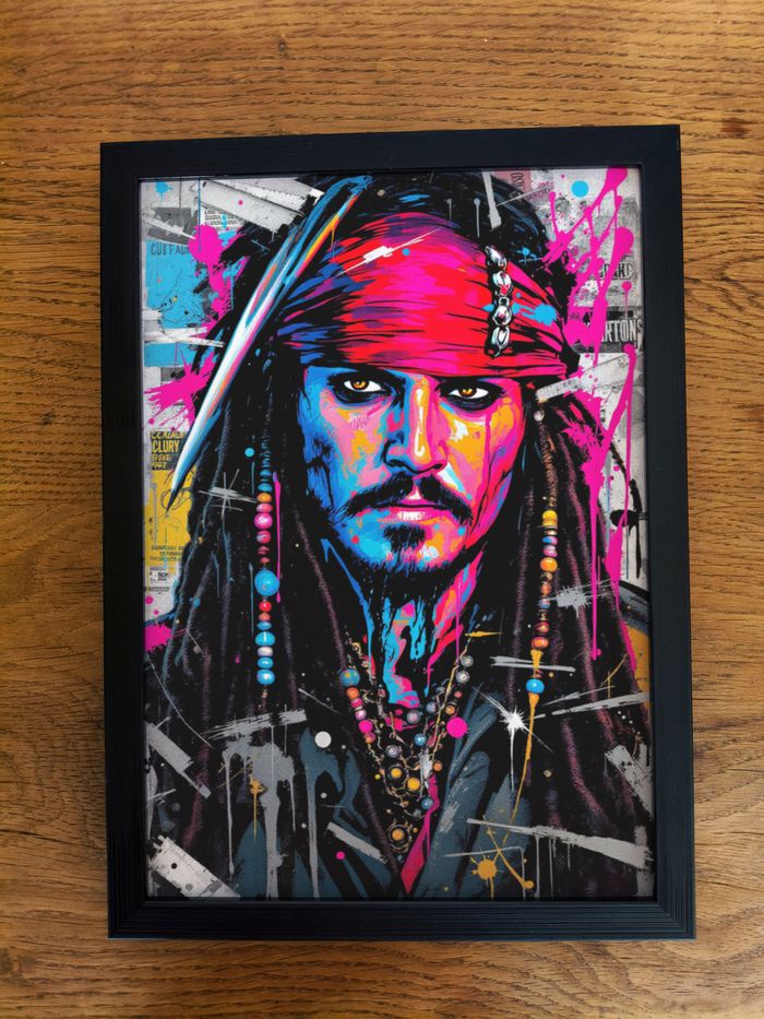 Affiche poster Jack Sparrow Pirates des Caraïbes A4 (21×29,7 cm) art mural street art coloré - photo numéro 3
