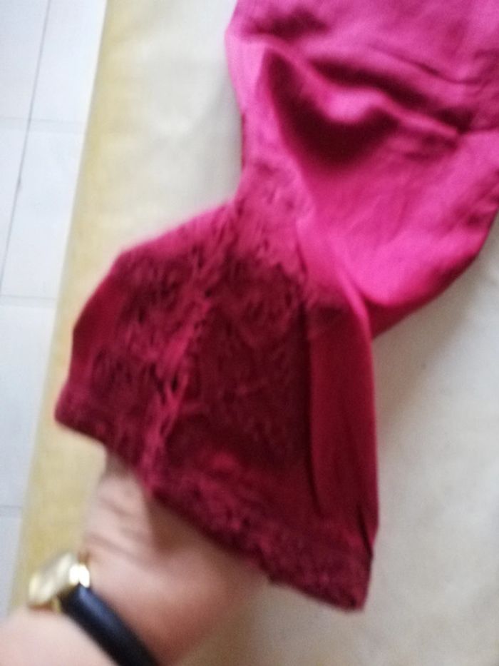 Pantacourt 7/8 en lin Promod rose foncé t. 42 - photo numéro 4