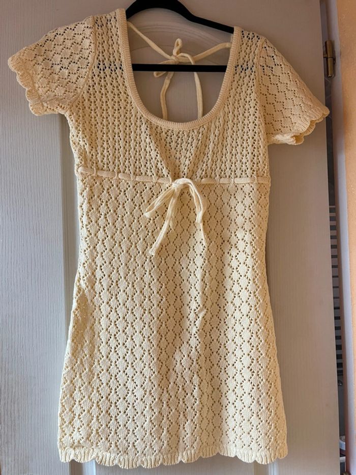 The Frolic Robe de plage courte en maille crochetée Jaune citron - photo numéro 2